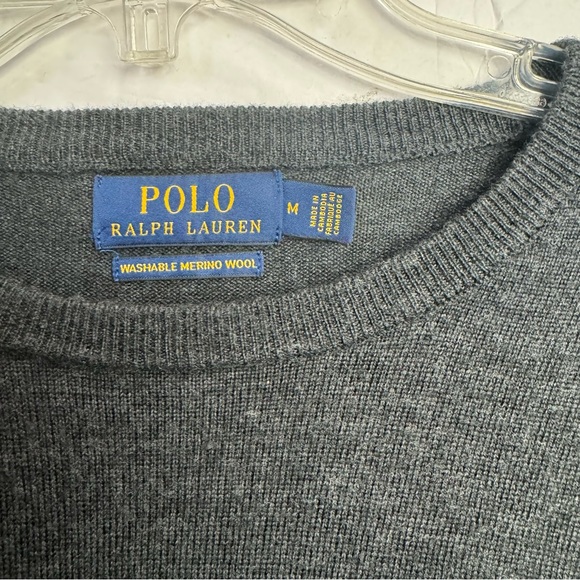 POLO RALPH LAUREN Washable Wool Crewneck Sweater Jumper Logo Top Minimalist M - Picture 9 of 15
